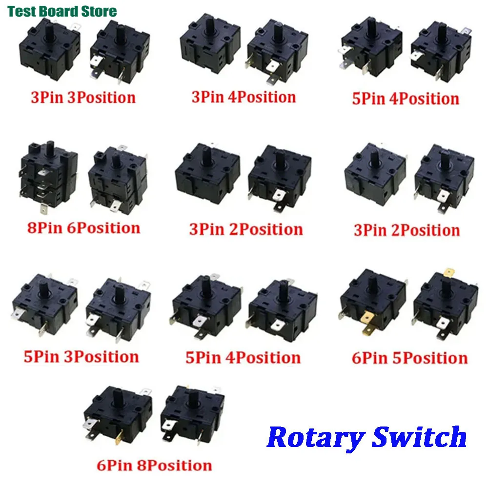 

1PCS Electric Room Heater Position 2/3/4/5/6/8 Gears 3 4 6 8 Pin 5Pin Rotary Switch Selector AC 250V 16A Radiator
