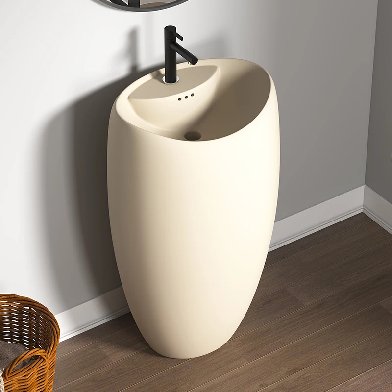 

Integrated ceramic column basin Outdoor balcony Washbasin Bathroom Washbasin Floor-to-ceiling small apartment sink