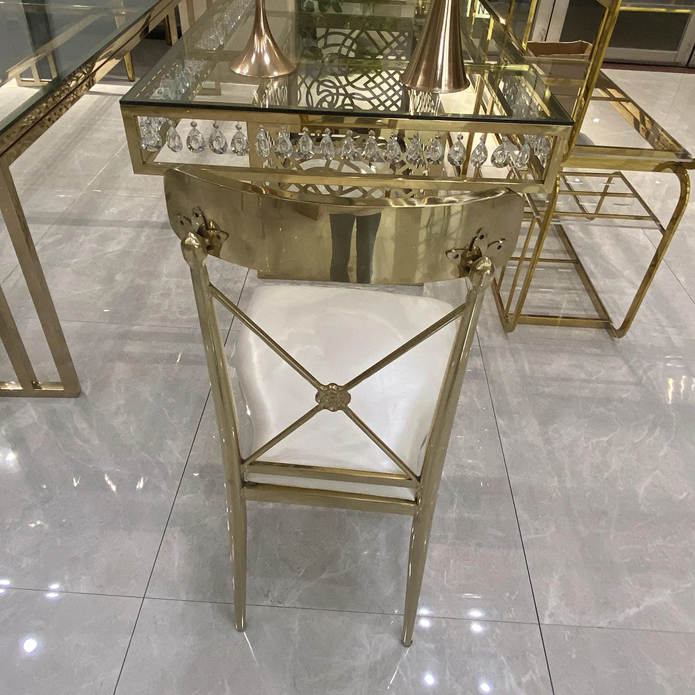 New Design Silver PU Leather Stainless Steel Dinning Chairs For Wedding