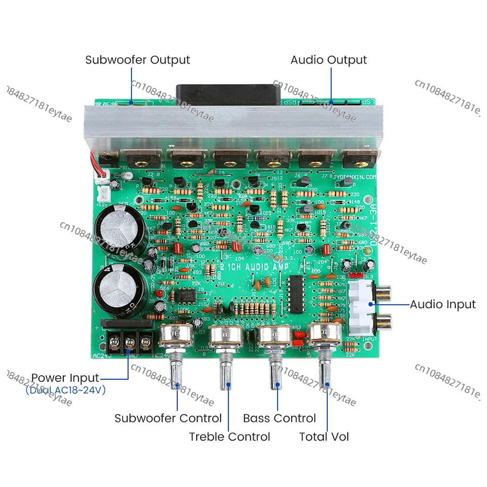 DX-2.1 Channel, High-power Subwoofer Speaker DIY Finished Power Amplifier Board, Free 3.96 Terminal Cable