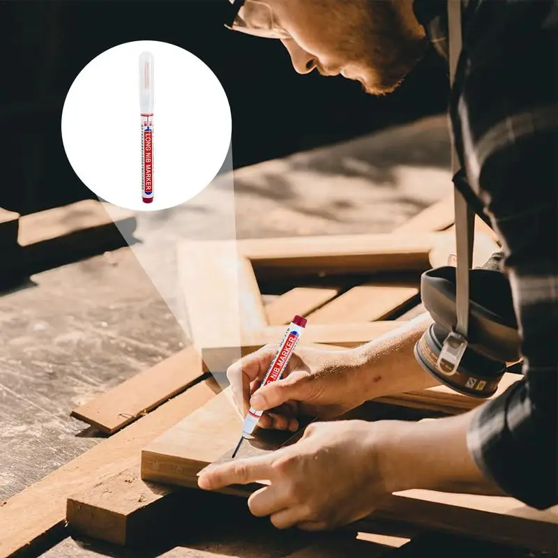 มาร์กเกอร์หัวลึกแบบหัวยาวช่างไม้มีรูลึกปากแหลมที่ทำเครื่องหมายหลากสีเครื่องมือสำหรับงานสถาปัตยกรรม