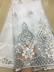 Shiny Sequined African French Mesh Lace Fabric For India Evening Party Dress 2024 New Nigerian Sequins Voile Lace Fabric KL1226