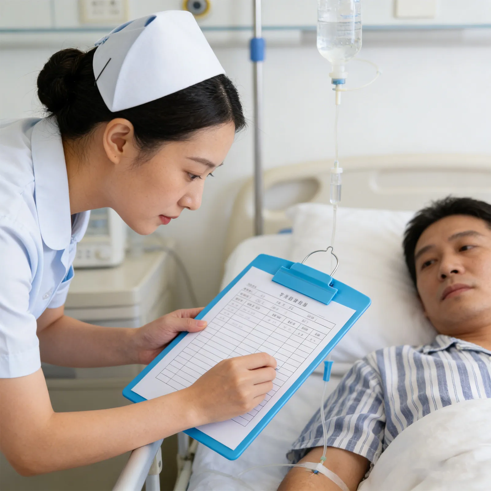 

Plastic Nurse Clipboard Folder A4 Heavy Duty Blue Hanging Hook Portable Nonslip Clipboard for Nurses Clinical Paperwork