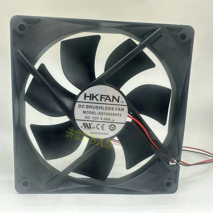 

HKFAN AS12025H12 12 В 0,25 А 120x120x25 мм 2-проводной охлаждающий вентилятор постоянного тока, размер 120 мм для компьютерного оборудования