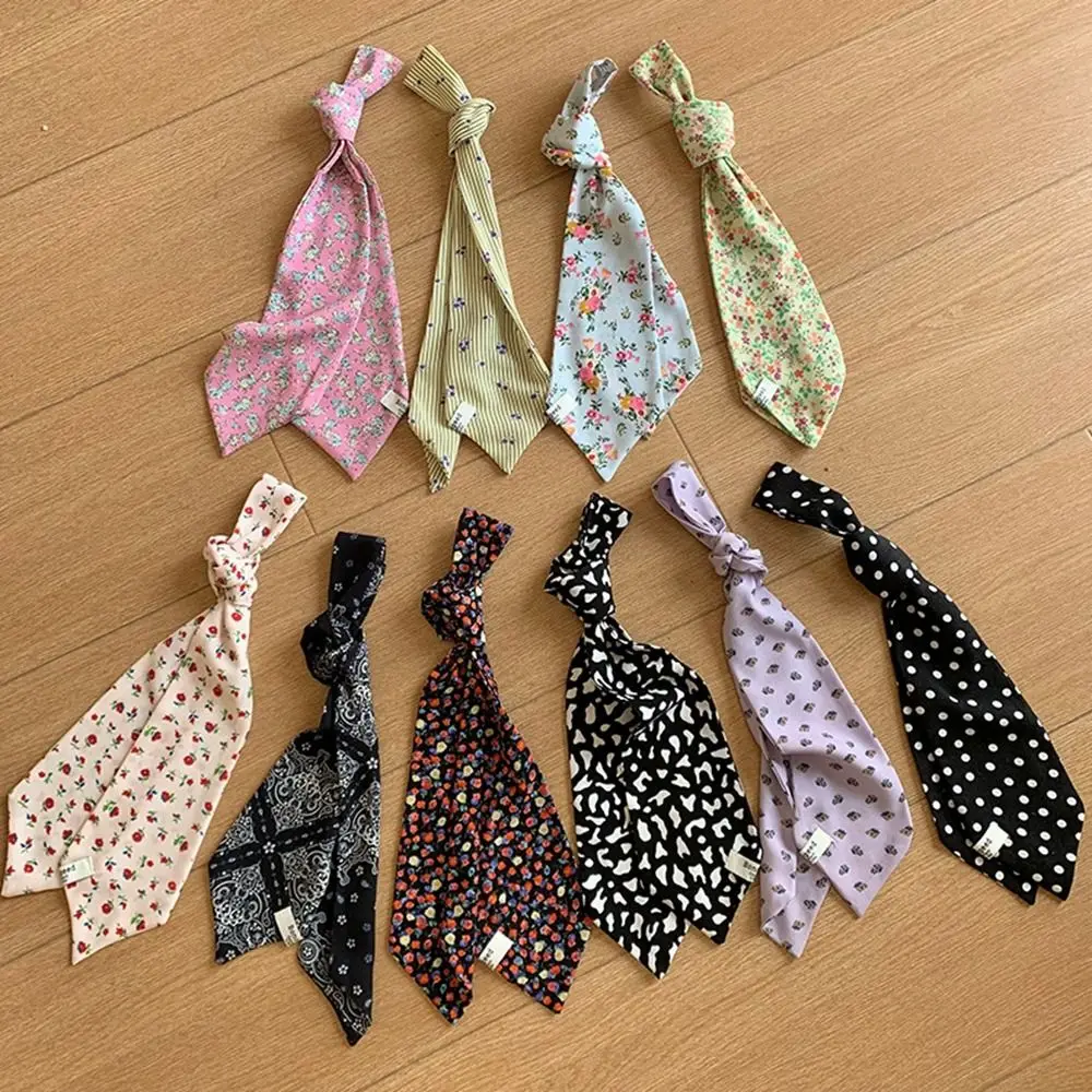 หวานริบบิ้นดอกไม้ผ้าพันคอพิมพ์เสือดาวพิมพ์เสื้อ Tie Neckerchief อุปกรณ์เสริมผม Polka Dot ผ้าพันคอ Party