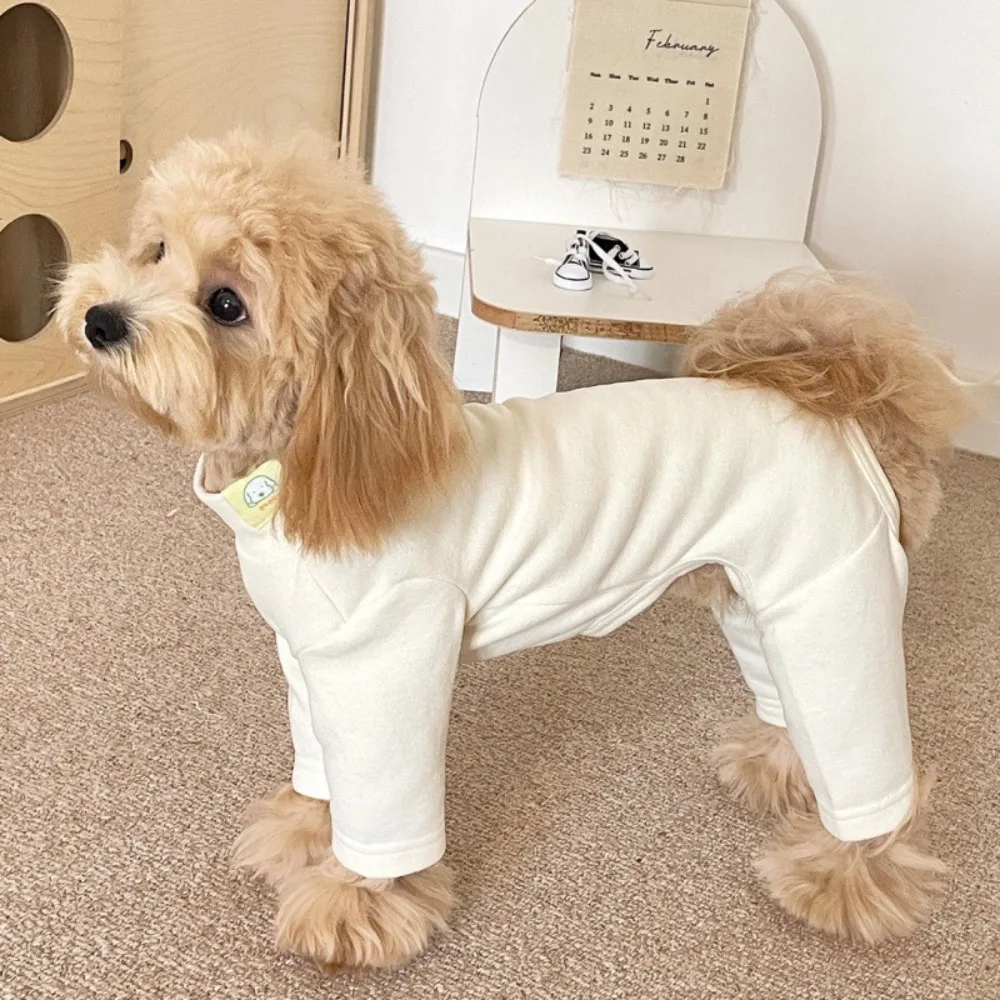 

Solid Color Warm Elastic Pet Jumpsuit Windproof Soft Dog Fleece Pajamas Comfortable Breathable Dog Base Shirt Small Medium Dogs