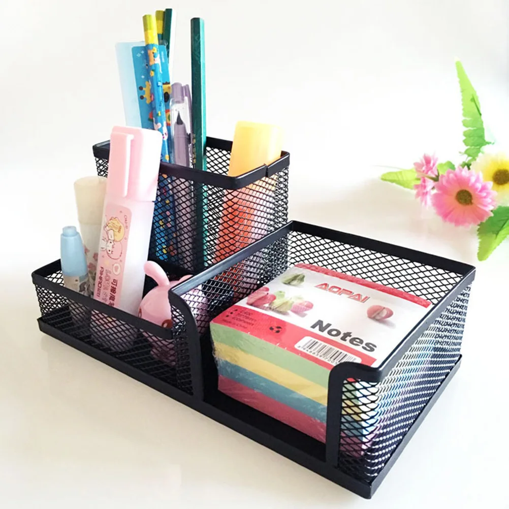 

COHEALI Metal Desk Organizer Black Mesh Pen Holder for Office Supplies Compact Storage Solution Easy to Clean