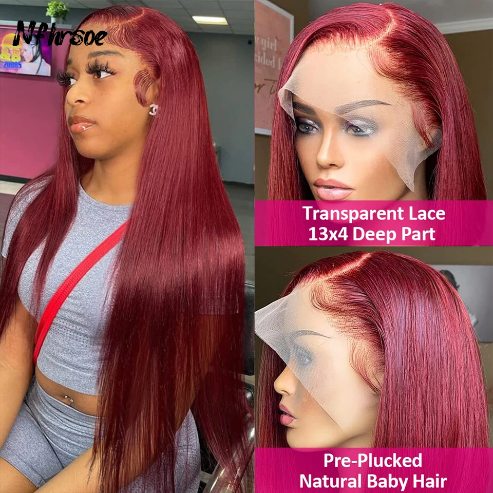 

Brazilian Colored Human Hair Wig 200 Density Cosplay Dark Purple Long Straight Transparent HD Lace Frontal Wigs Wear And Go