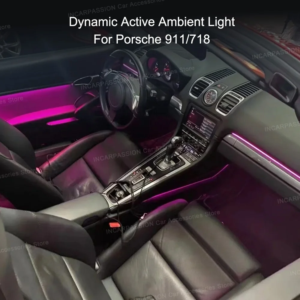 Dynamic Active Ambient Light For Porsche 718 2016-2023 & 911 2012-2018 Ambient backlight Lamp internal Kit MoodLight Ambilight