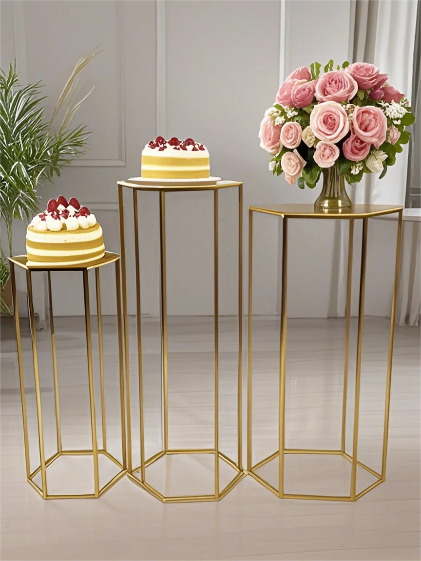 New hexagonal metal flower stand suitable for New Year opening party stage home decoration