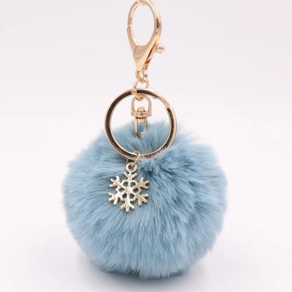 Moda fofo bola de pele chaveiro saco charme floco de neve pompom pingente 21 cores 8cm bola de pelúcia chaveiro jóias presente