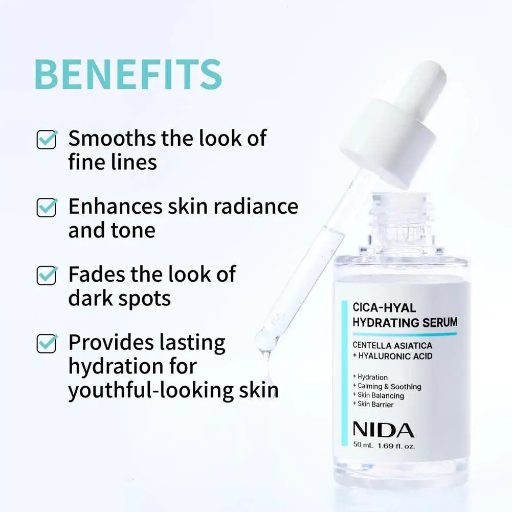 Zdjęcie 4: NIDA CICA-HYAL Głęboko Nawilżająca Esencja 50ml Łagodzi Załamanie Ciepła, Regeneruje Barierę Skórzną, Serum Nawilżające do Skóry Wrażliwej