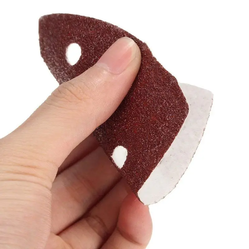 10X Nylon Delta Sand Paper Pads - 90Mm Triangles - 40, 60, 80, 100 & 120 Grit Sanding Sheets