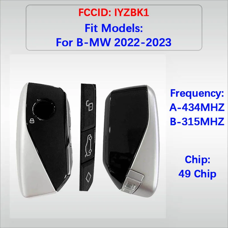 

CN006123 Original 4 Buttons Smart Remote Key 49 Chip FCC IYZBK1 315/434MHz Keyless Go For B-MW 2022-2023