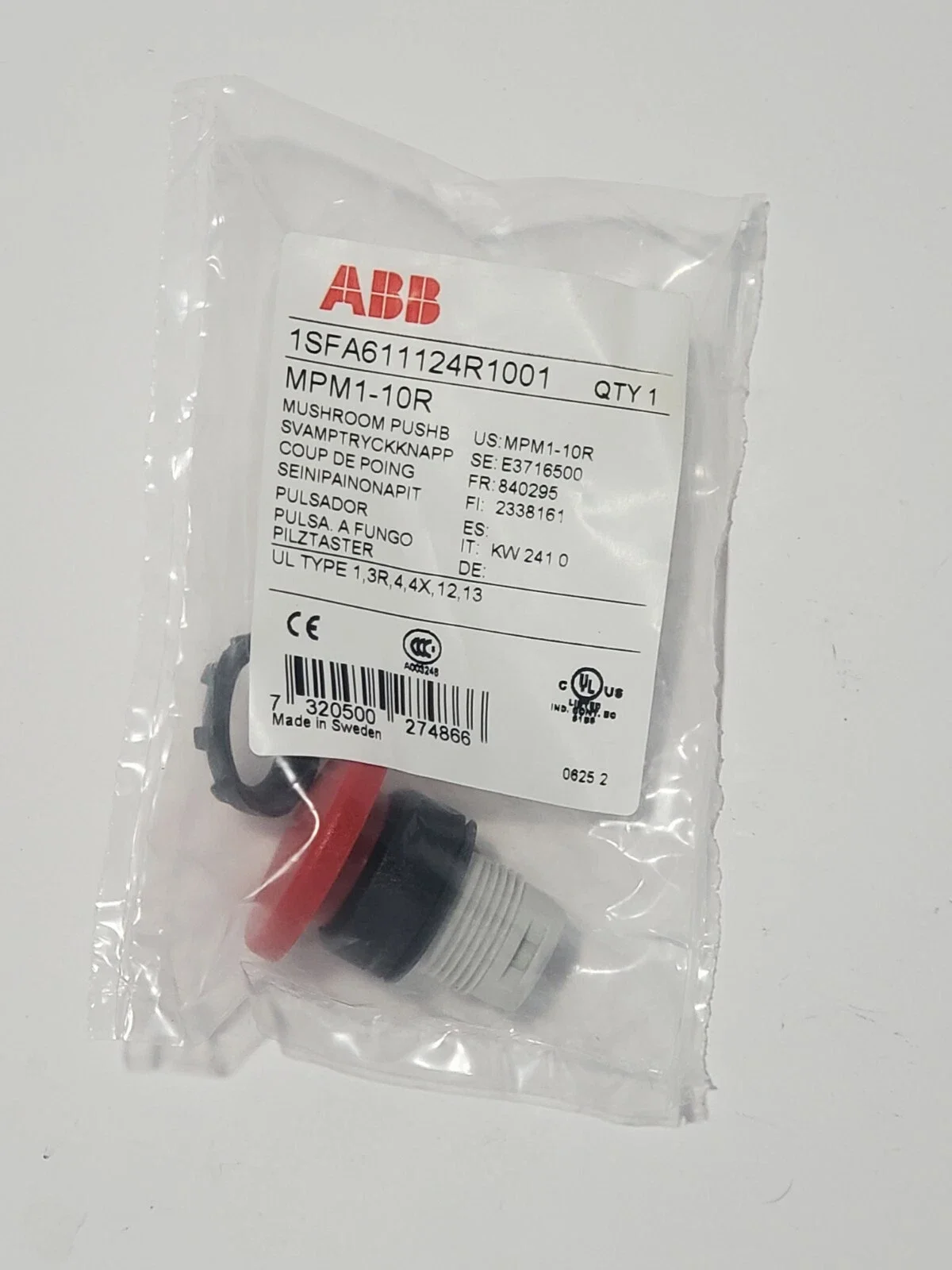 10 pcs MPM1-10R 1SFA611124R1001 10054882  Mushroom Pushbutton