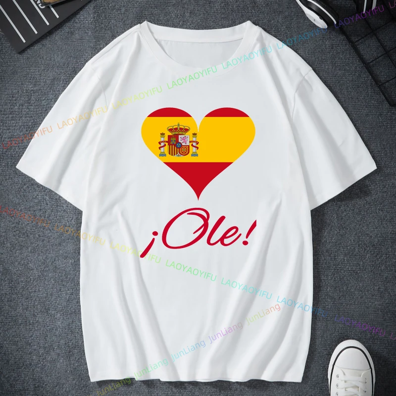 اسبانيا العلم الوطنيين الاسبانيين الرجال النساء موضة قصيرة الأكمام بلايز 100% القطن الشارع الشهير الجرافيك تي شيرت ملابس للرجال 2024 Y2k