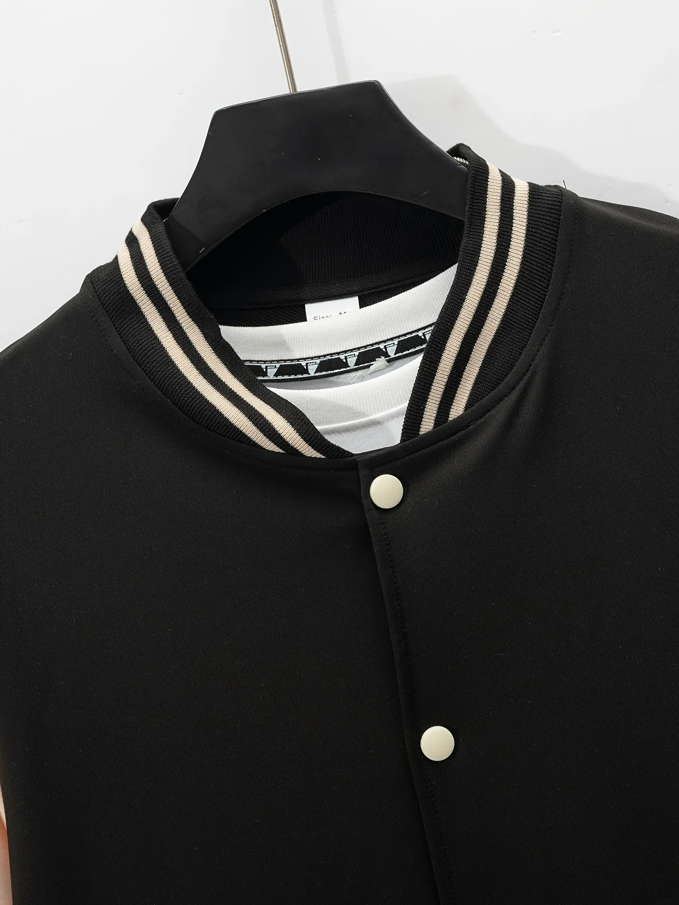 Conjunto de chaqueta y pantalones de béisbol informales de poliéster para hombre, bloque de color, botones con detalle de cinturón para primavera/otoño