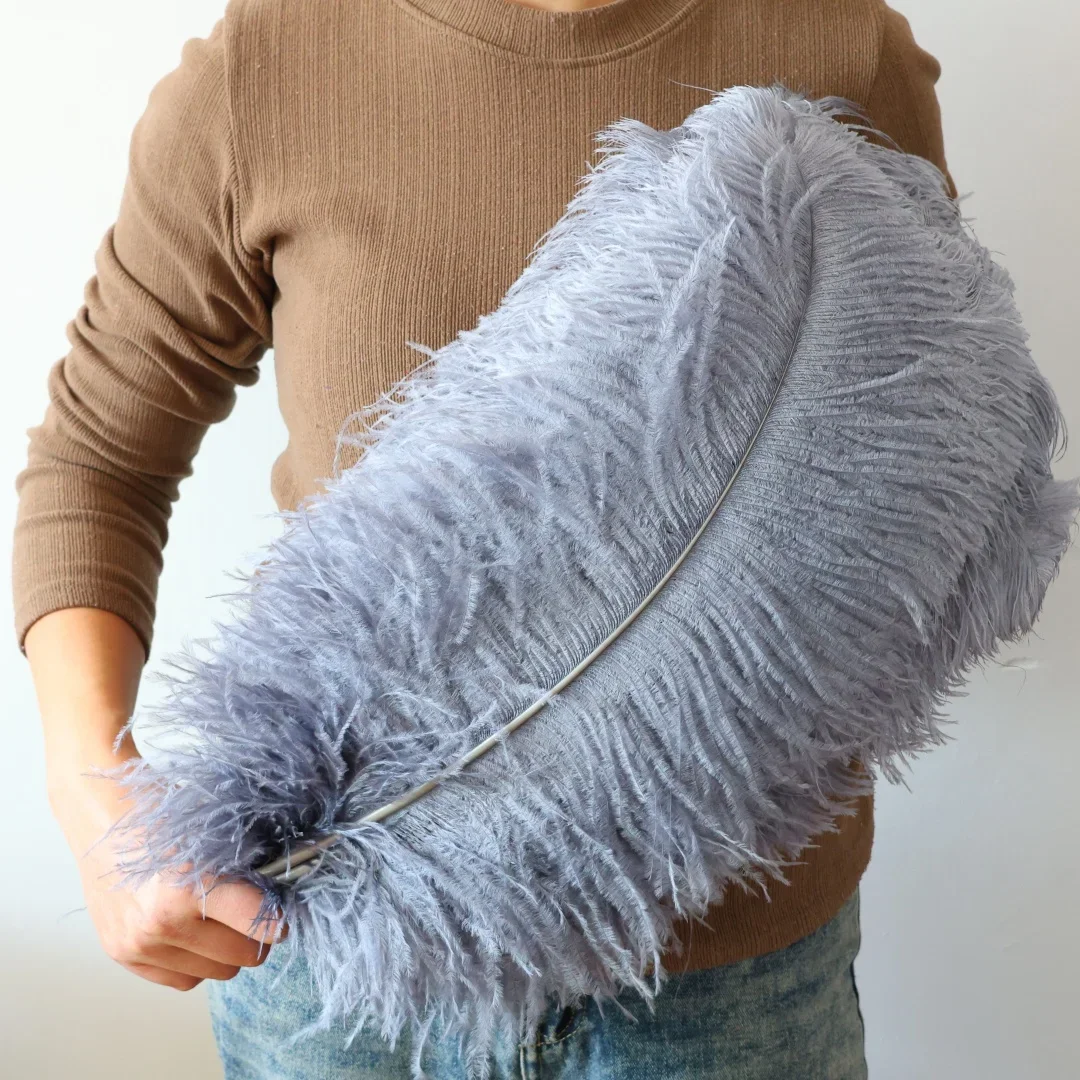 10pc Grey Ostrich Feathers Natural Plumes 26 28 Inches Wedding Party Carnival Decoration Craft Table Centerpiece Accessories DIY