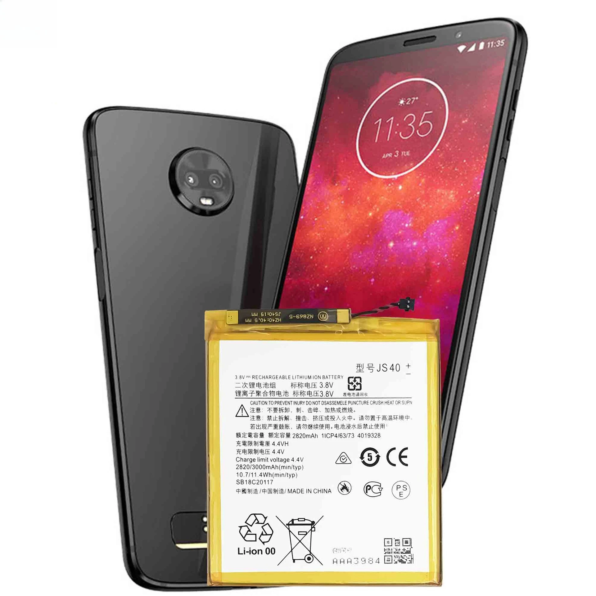 Nova bateria de celular js40 3000mah para motorola z3/z3 play/xt1929 + ferramentas