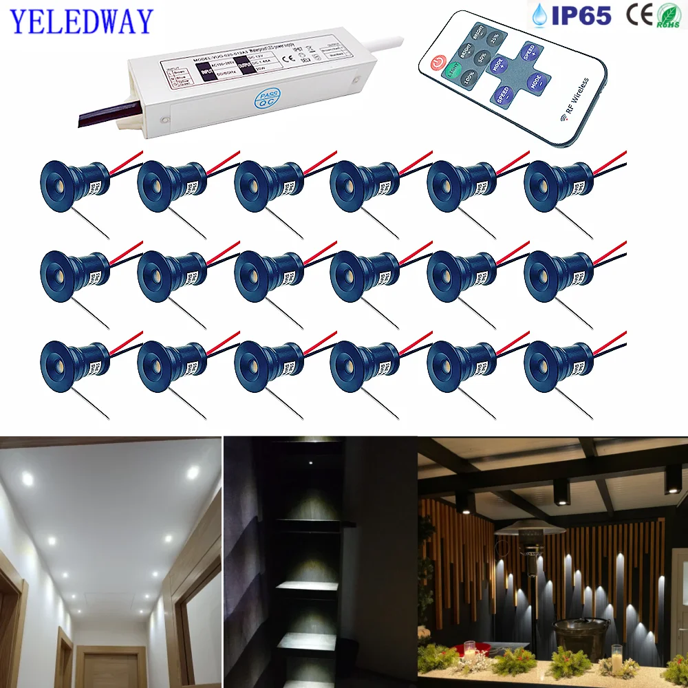 

1W LED Mini Recessed Spot Light 12V IP65 Dimmable Ceiling Downlights Stairs Cabinet Lamp Indoor Spotlight with Driver 220V 110V