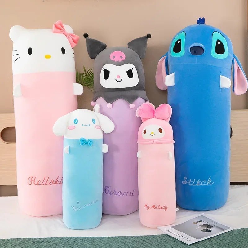 100cm Sanrio Hello Kitty Melody Kuromi almohada larga juguetes de peluche Kawaii muñeco de peluche suave cojín dibujos animados niños niñas regalos para dormir