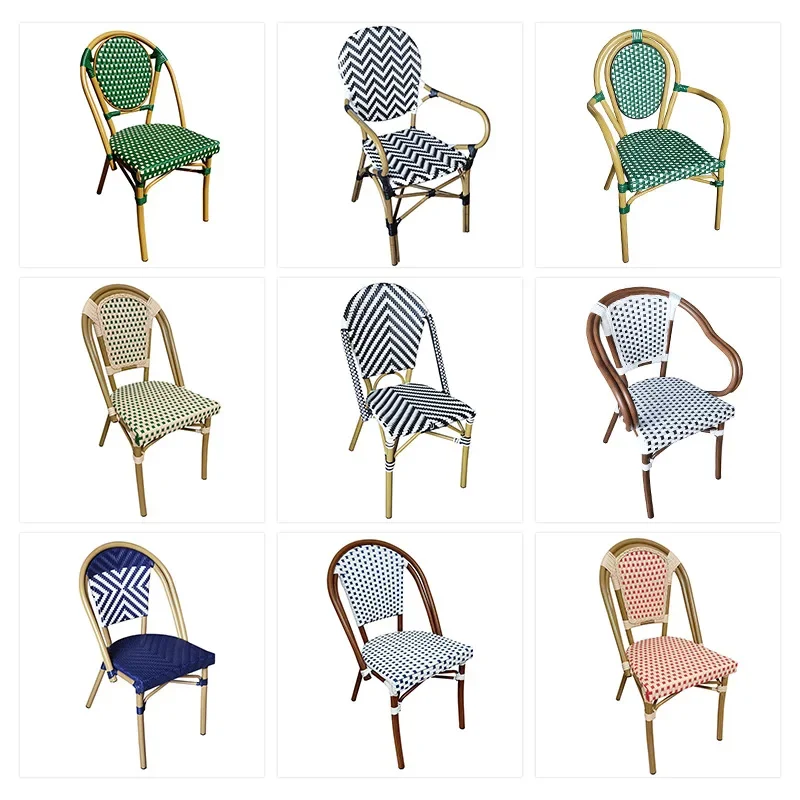 Bed and Breakfast Restaurant French Outdoor Rattan Chair Manufacturer Wholesale Cafe Milk Tea Shop Rattan Chair Balcony Chair Ou