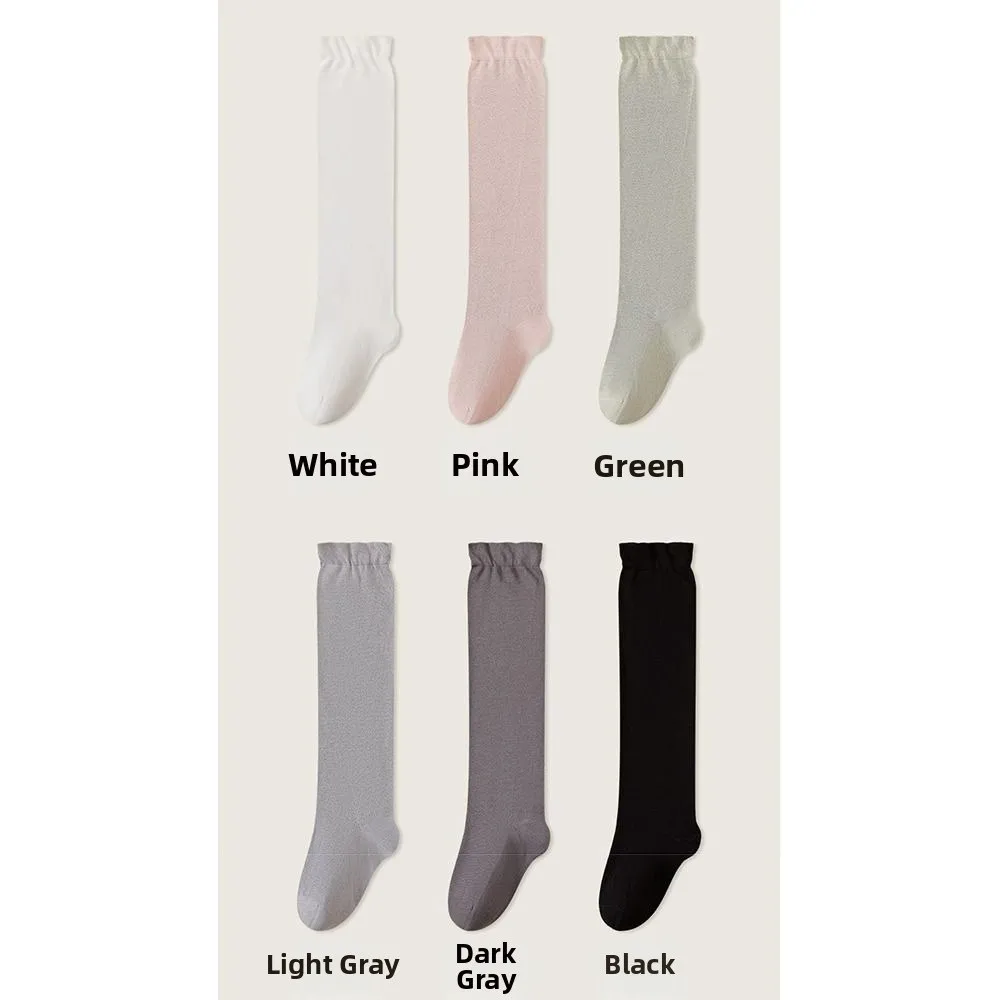 Meias de dormir de tubo alto de ajuste solto antiderrapante inferior engrossado meias quentes cor lisa respirável meias de chão femininas