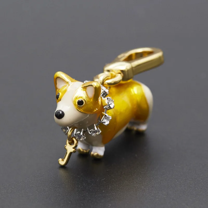 

Colored Enamel Glaze Yellow Puppy Pendant Cute Fashion Corgi Pendant Bag Pendant Pendant Female Accessories