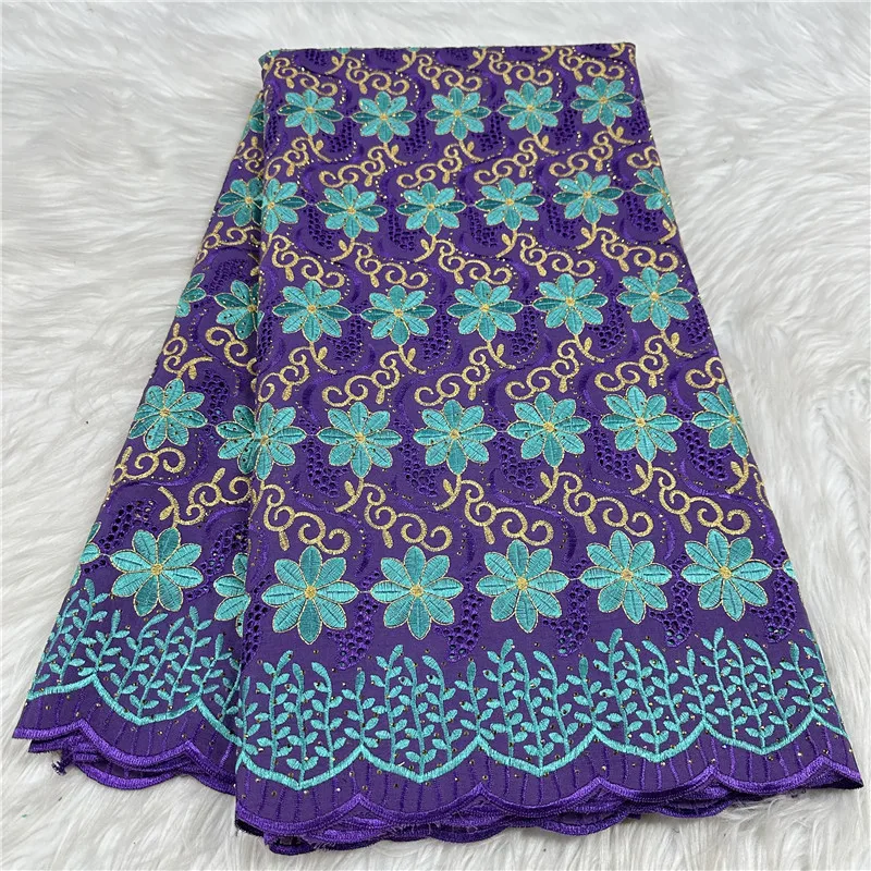 

5-ярдовая тяжелая вышивка бисером, африканская 100% хлопчатобумажная ткань премиум-класса, высокое качество, швейцарская вуаль, кружево, популярный стиль Дубая 18L191501