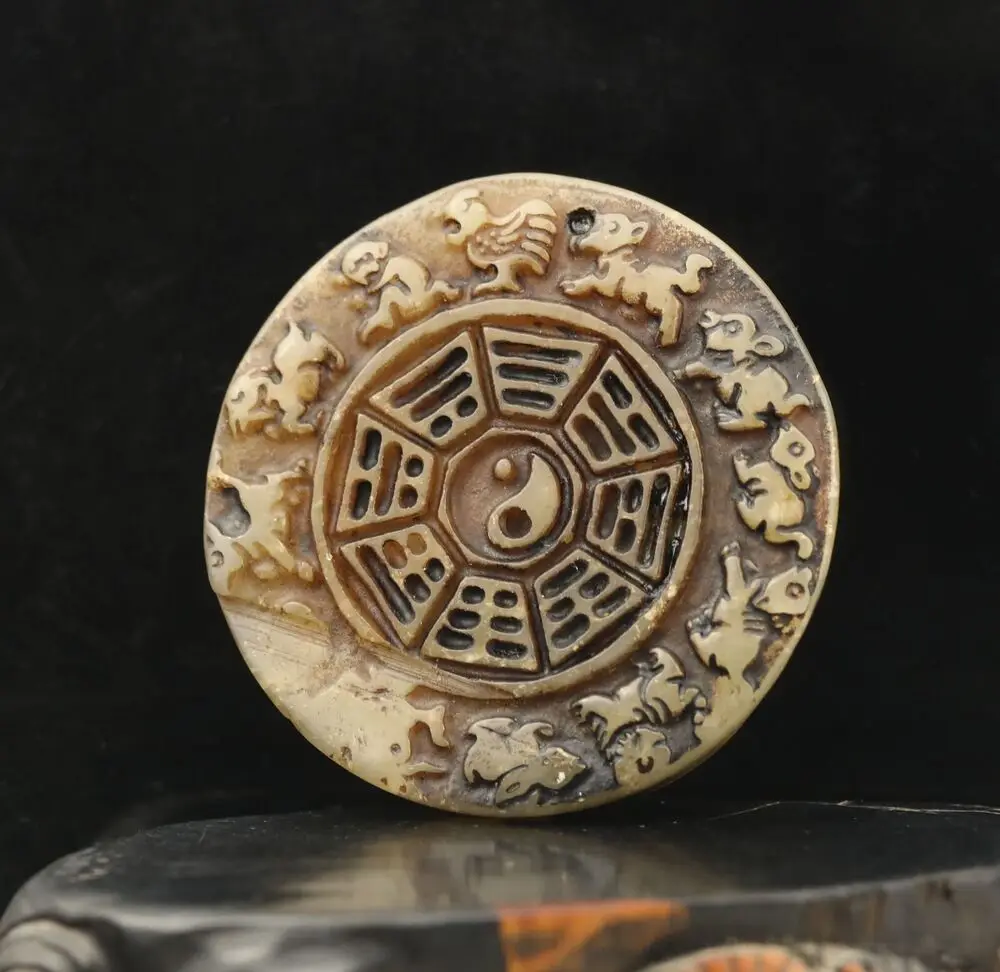Old natural  jade hand-carved statue of snake zodiac Statue