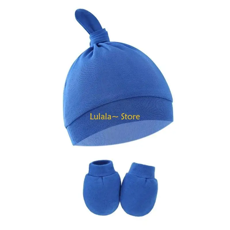 

Y4QA Хлопковые шапки для новорожденных для девочек, шапки для малышей, теплая шапка с узлом, перчатки для маленьких мальчиков