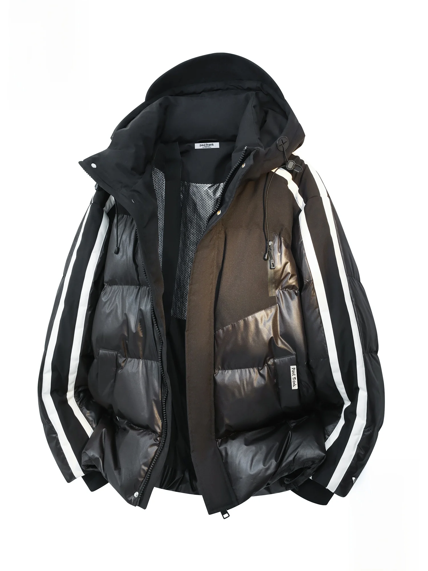 

Зимняя куртка Paul Frank с капюшоном, мужская, с принтом обезьяны, утепленная, в полоску, из полиэфирного волокна, защита от холода