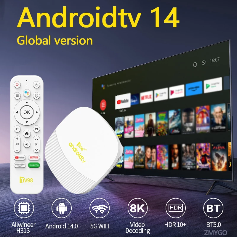 

TV Box Smart Android 14 2025 Allwinner H313 Rom 2GB 16G Set Top Box 8K Video 5G Wifi 4K Voice Control Media Player 2024