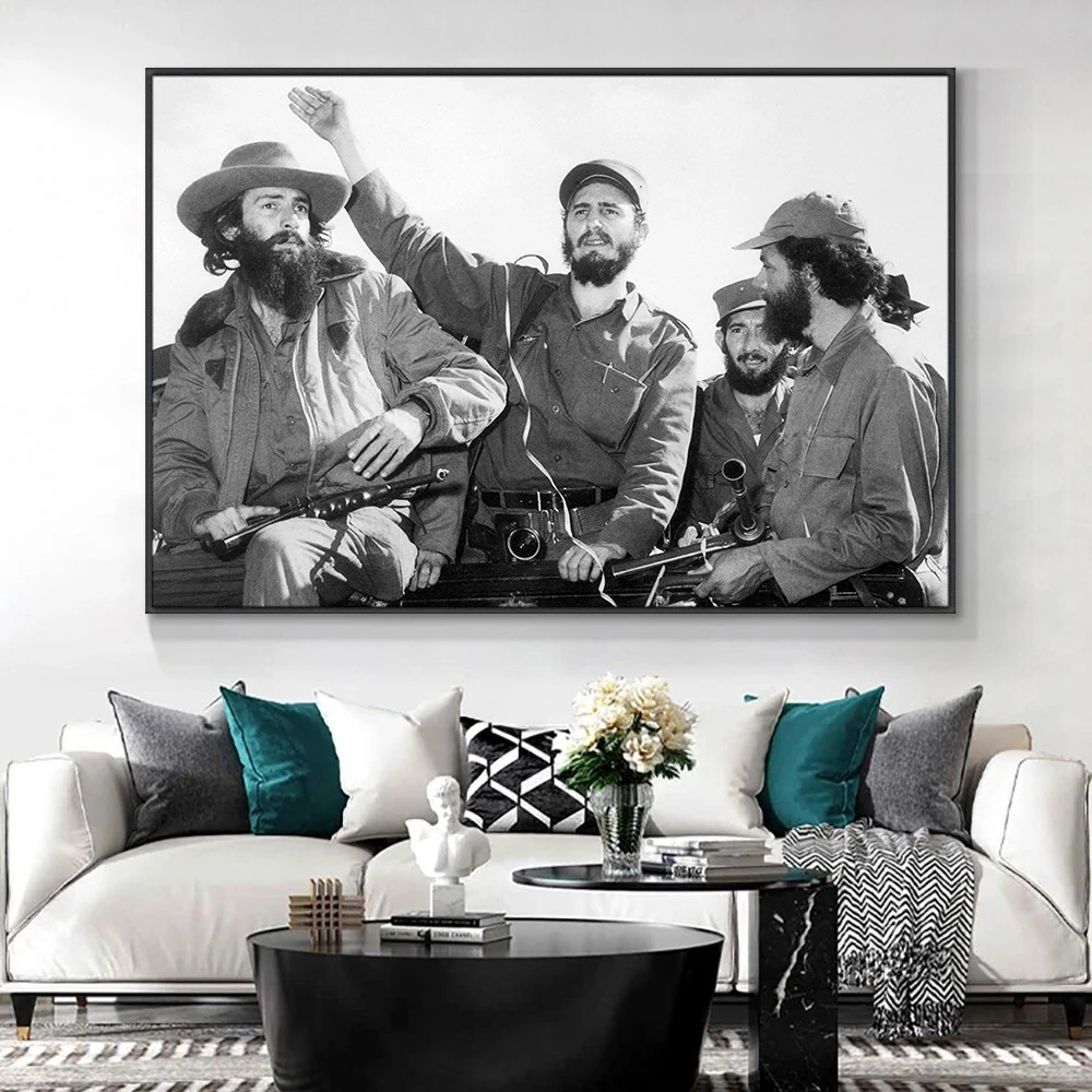 Fidel Castro Photo Classic Decorative Wall Pictures Canvas Painting Black & White Art Print Poster for Home Decor 60x90cm