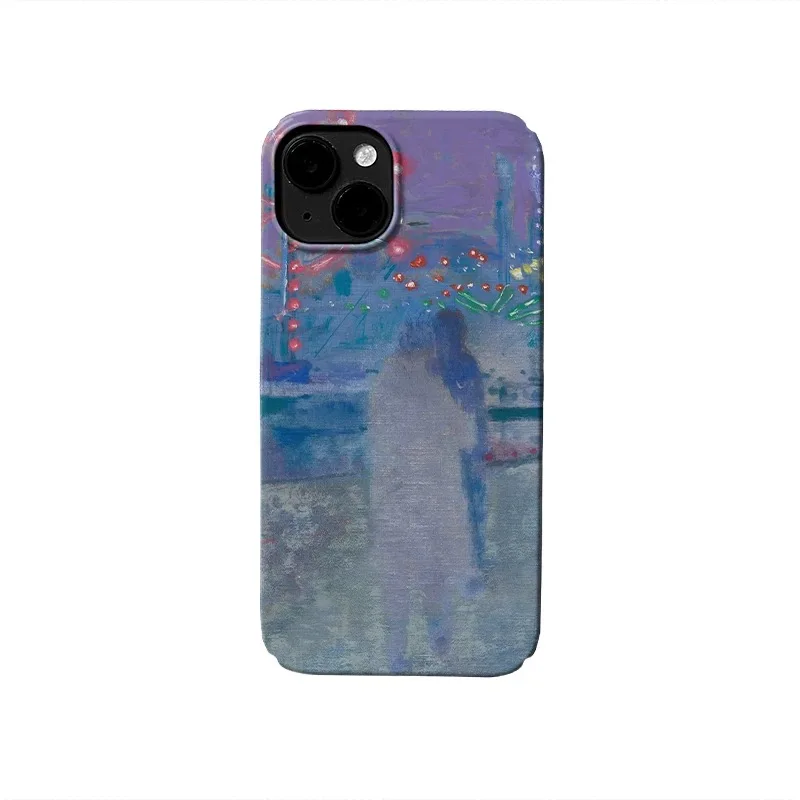 

Blue Purple Graffiti Figure Oil Painting Phone Case for IPHONE 17 Air 16E 15 PROMAX 14 Plus 13 12 MINI 11 XR Acrylic Phone Cover