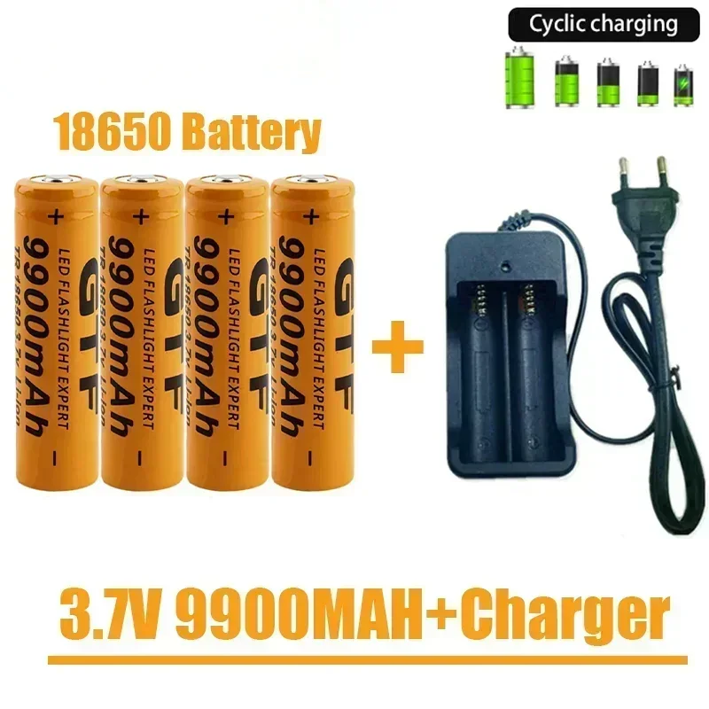 

18650 Battery 2024NewBestselling 9900mAh+Charger 3.7V 18650 Li-ion Batteries Rechargeable Battery for Remote Control Screwdriver