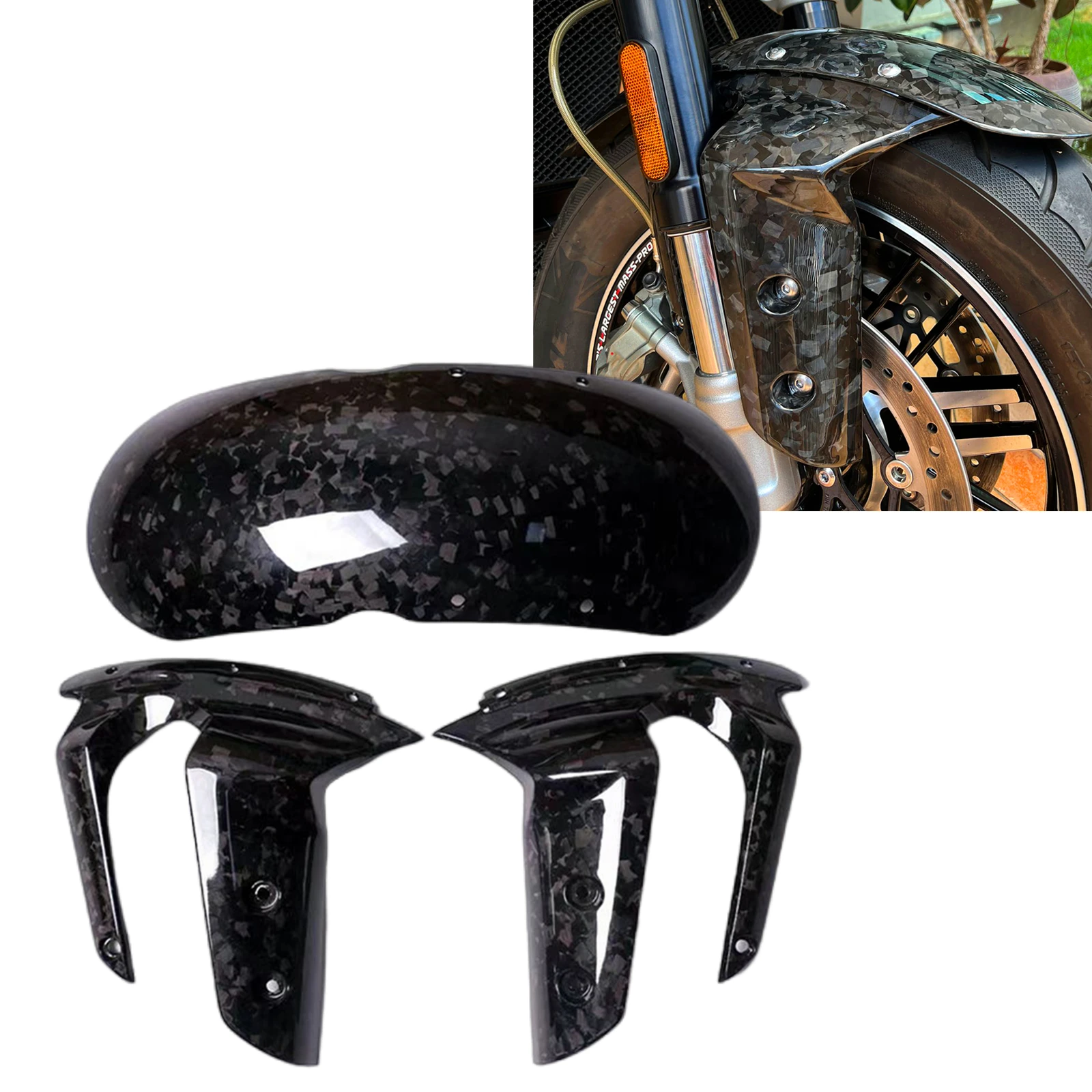 Pop Real Carbon Fiber Motorcycle Front Fender Mudguard Splash Mud Guard Plate Splasher Cover For Triumph Rocket 3 III 2020-2022