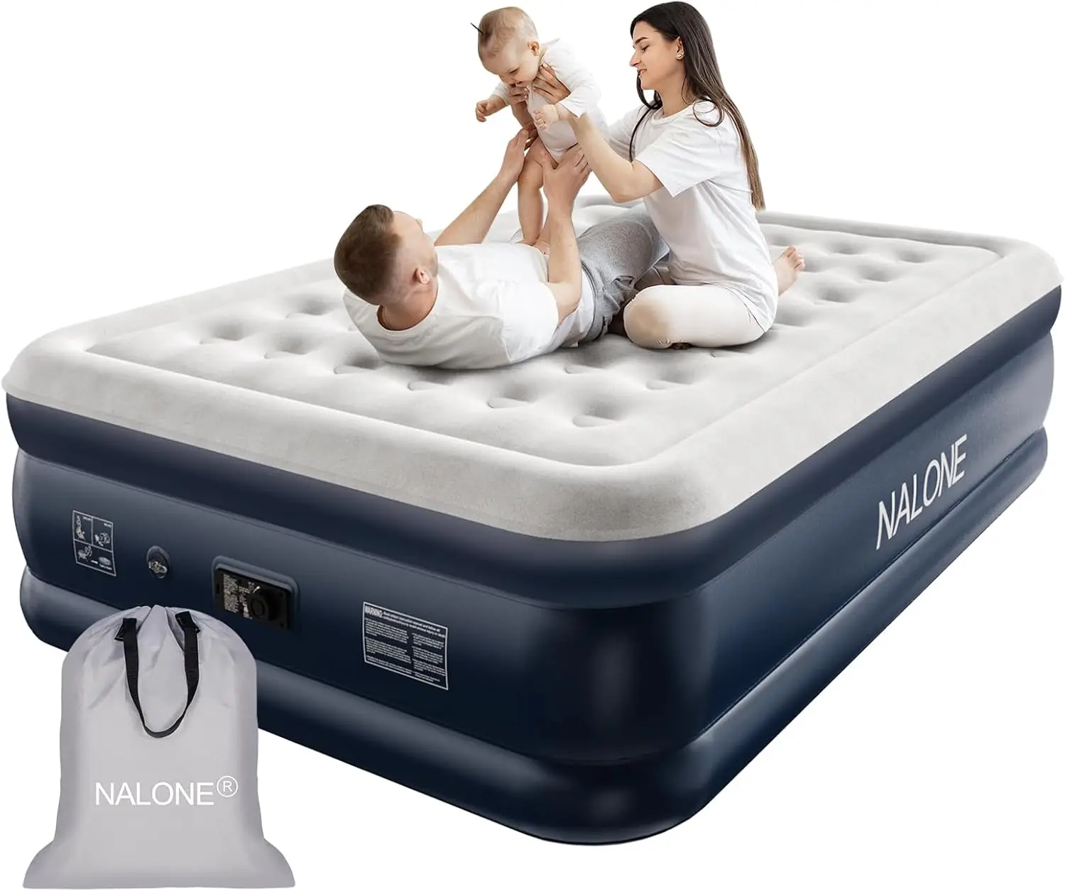 

Queen Air Mattress with Built-in Pump, Inflatable Bed for Home, Guest, Travel & Camping, 18'' High, Supports 690lbs