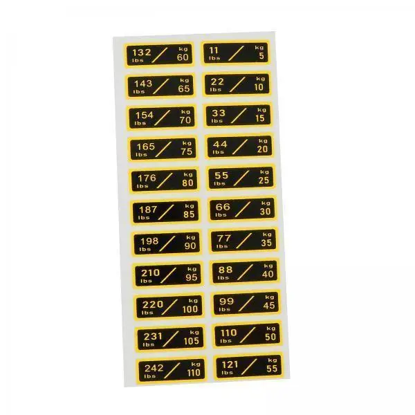 5x Weight Stack Labels 5-110kg Number Stickers for Workout Resistance Trainers