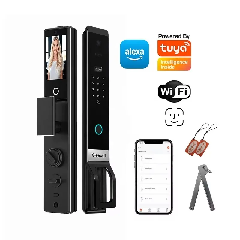Alexa Palm Vein Smart Biometric Keyless Door Lock Intelligent Fingerprint Electronic 3D Face Recognition Smart Door Lock