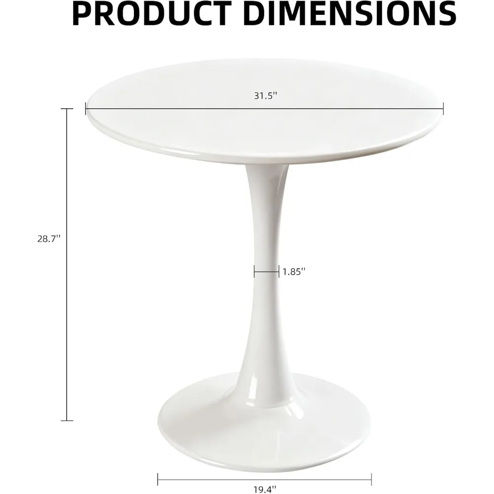 طاولة طعام حديثة على طراز توليب 31.5 من منتصف القرن مع سطح طاولة سميك وقاعدة معدنية لبيسترو المطبخ