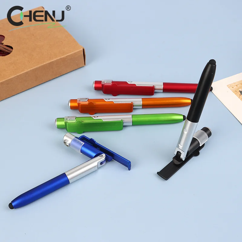 1pcs 4 In 1 Multifunction Ballpoint Pen With Fold Phone Holder Pencil Office School Student Stationery Accessories