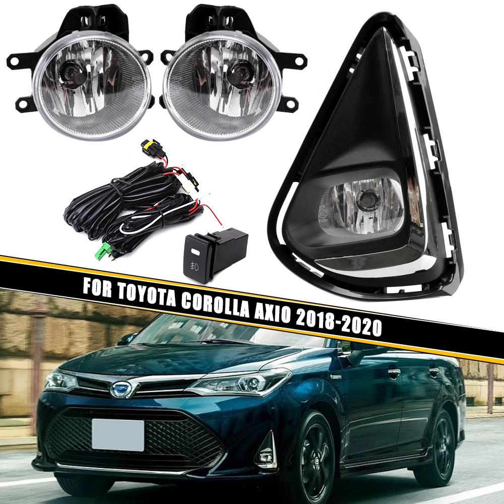 Front Bumper Fog Lamp Upgrade Kit FOR TOYOTA COROLLA AXIO 2018 2019 2020 Version Additional Foglight Set Switch + Wiring