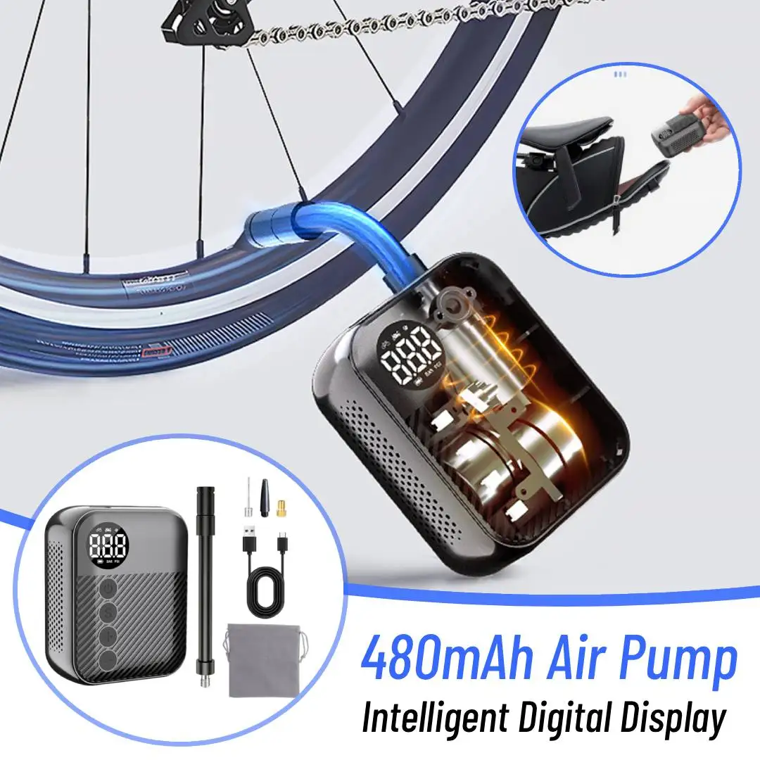 

Wireless Air Pump Portable Tire Inflator Intelligent Digital Display Type-C Charging Bicycle Electric Vehicle Riding Accessories