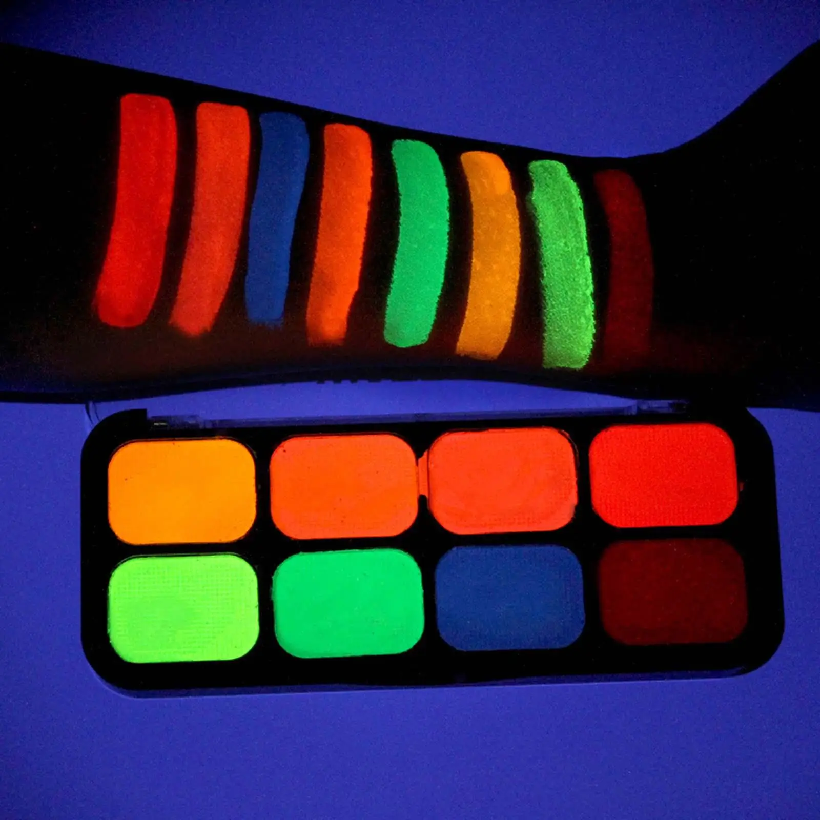 Fluorescent Face Body Paint Palette 8 Colors for Halloween Cosplay Party Kids Adults Safe Washable Art Supplies