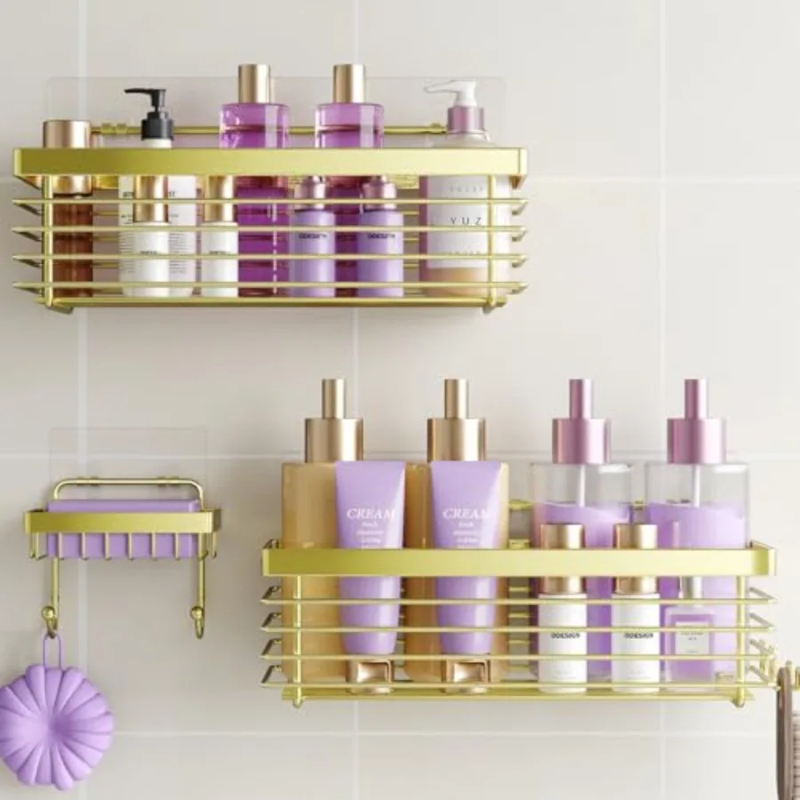 

Shower Caddy 3 Pack SUS304 Stainless Steel-No Drilling-Shower Bathroom Shelves RackRustproof Wall Mounted Adhesive Shower Shelf