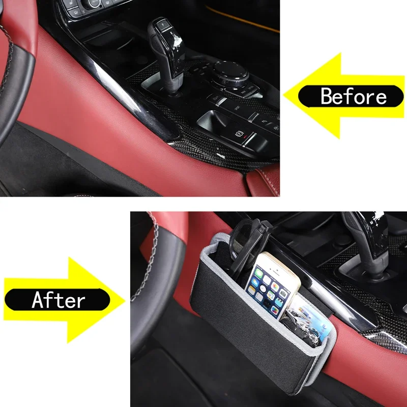 

For 2019+ Toyota GR Supra MK5 A90 car central control multi-function Side Hanging Bag mobile phone storage bag car accessories