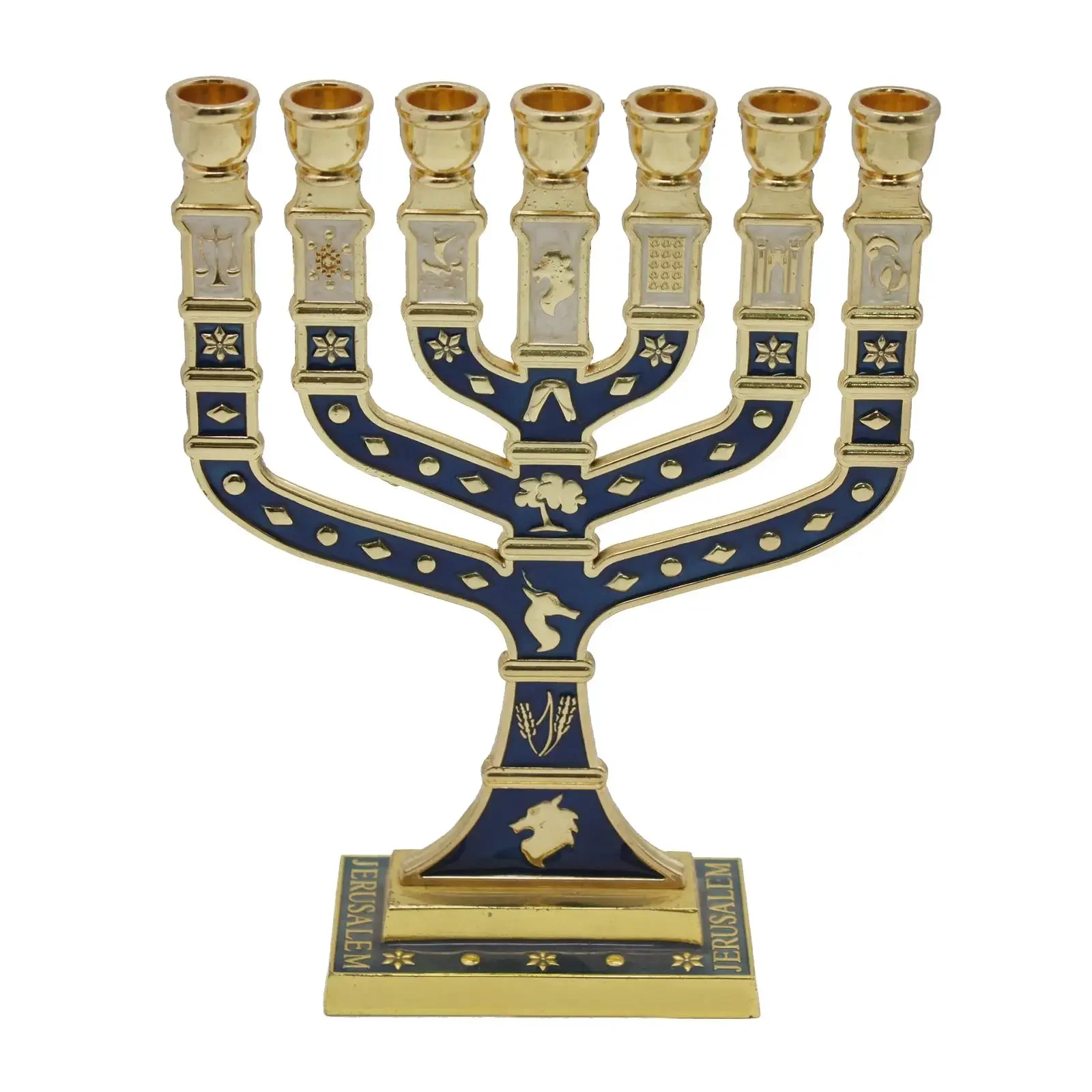 Menorah Candelabrum Ornament with Gold Accents Table Centerpiece Candlestick for Living Room Banquet Christmas Home Decor