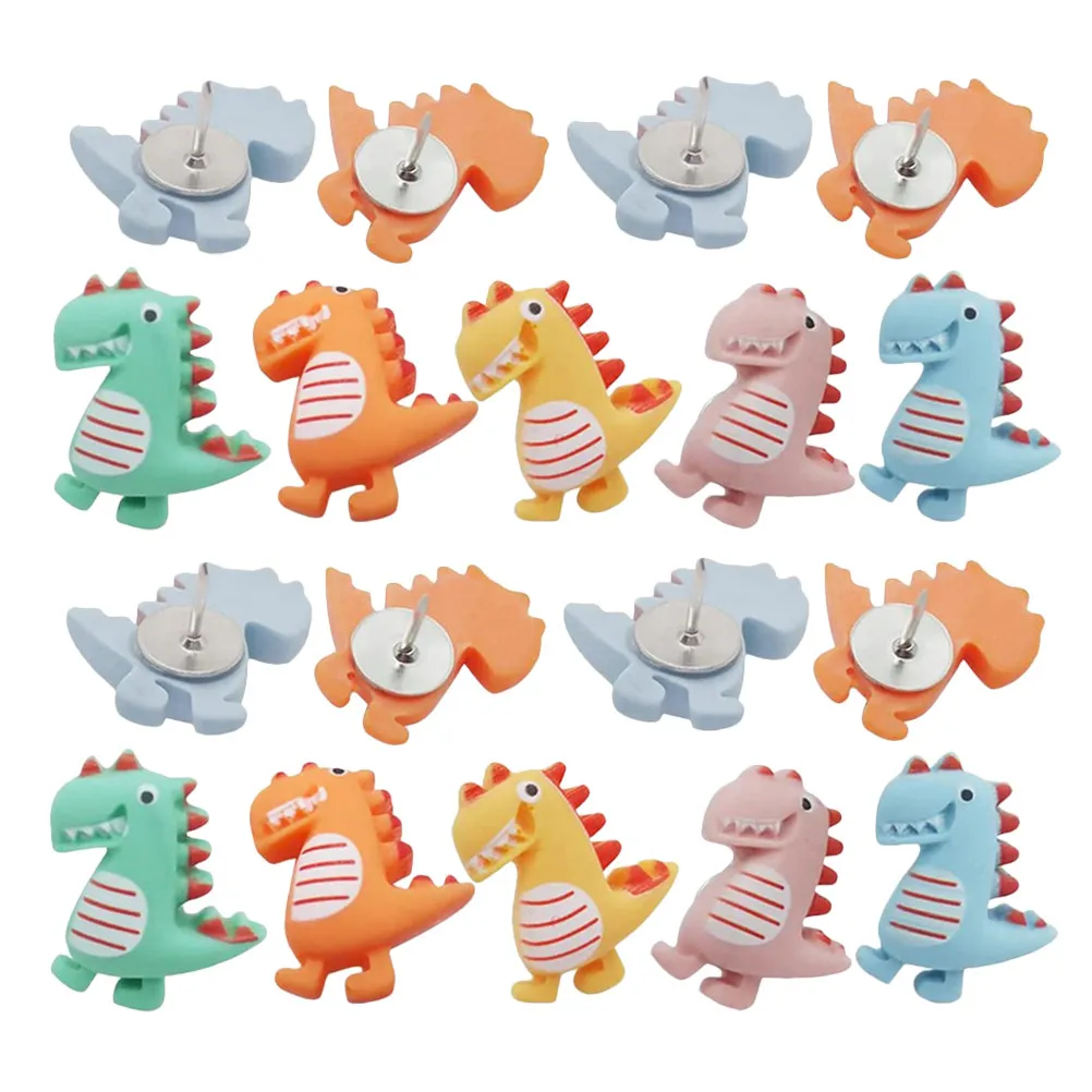 

20Pcs Resin Metal Dinosaur Push Pins for Cork Board Bulletin Board Office Desk Decor Cute Functional Thumb Tacks Fun Office