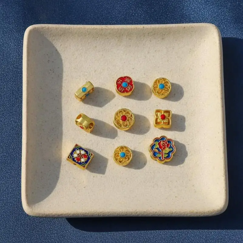 1/10Pcs Lot Alloy Flowers Spacer Beads Handmade DIY Necklace Accessories